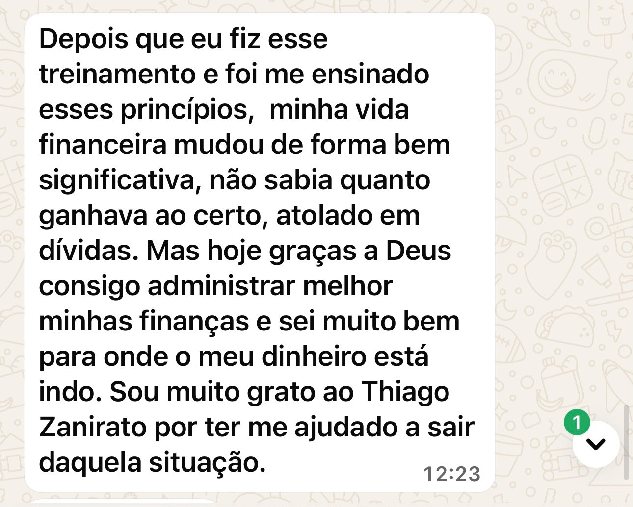 Depoimento de Diego Salles enviado pelo WhatsApp